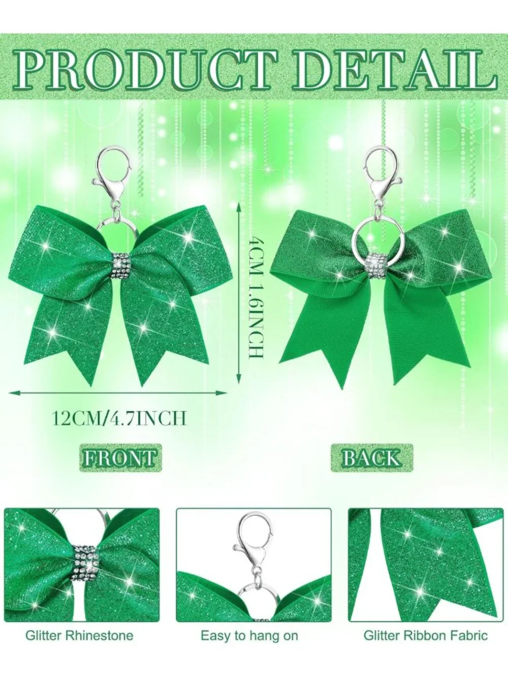 Rhinestone Cheer Bow Keychain Set | Sparkly Accessories for Cheerleaders